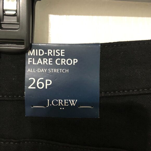 J.Crew Womens Jeans 26 Petites‎ Black Mid-Rise Flare Crop All-Day Stretch NWT - Picture 5 of 8